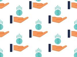 money in hands seamless pattern vector illustration