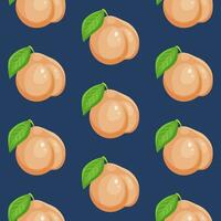 Cute seamless pattern with juicy peaches. Repeating background with fruit. Vector print.