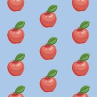Bright seamless pattern with ripe apples. Repeating background with fruit. Vector print.
