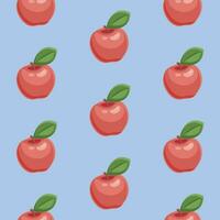 Bright seamless pattern with ripe apples. Repeating background with fruit. Vector print.