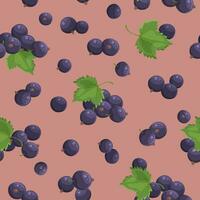 Romantic seamless pattern with black currant. Repeating background with berries. Vector print.