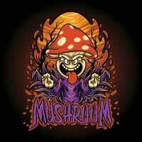 Mushroom Character Hallloween Illustration vector