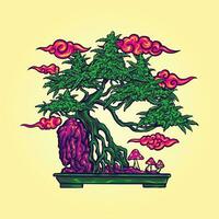 bonsai hierba ilustración para tu trabajo logo mascota mercancías camiseta pegatinas vector