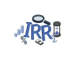 The internal rate of return or IRR is a formula used in financial analysis to estimate the profitability of potential investments vector