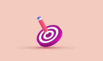 illustration unique pencil center target business goal vector icon 3d  symbols isolated on background