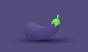 unique 3d style eggplant fruits vegetables icon trendy symbols isolated on background vector