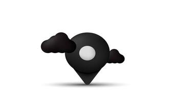 unique 3d style black maps location icon trendy symbols isolated on background vector