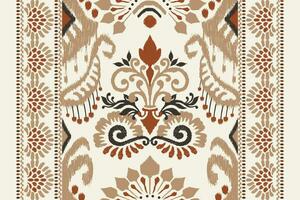 ikat floral cachemir bordado en blanco fondo.ikat étnico oriental modelo tradicional.azteca estilo resumen vector ilustración.diseño para textura,tela,ropa,envoltura,decoración,pareo,bufanda