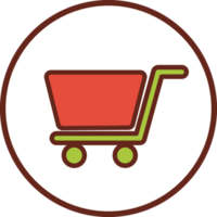 shopping cart flat icon in circle. png