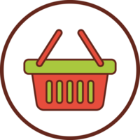 shopping basket flat icon in circle. png