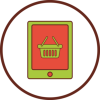 compras en línea en móvil plano icono en círculo. png