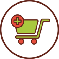 Einkaufen Wagen hinzufügen auf bestellen eben Symbol im Kreis. png