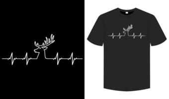 Deer Heartbeat T shirt, Hunting typography and graphic element  illustration tee vector