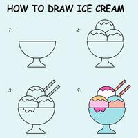 How to draw Ice Cream. Good for drawing child kid illustration. Vector illustration