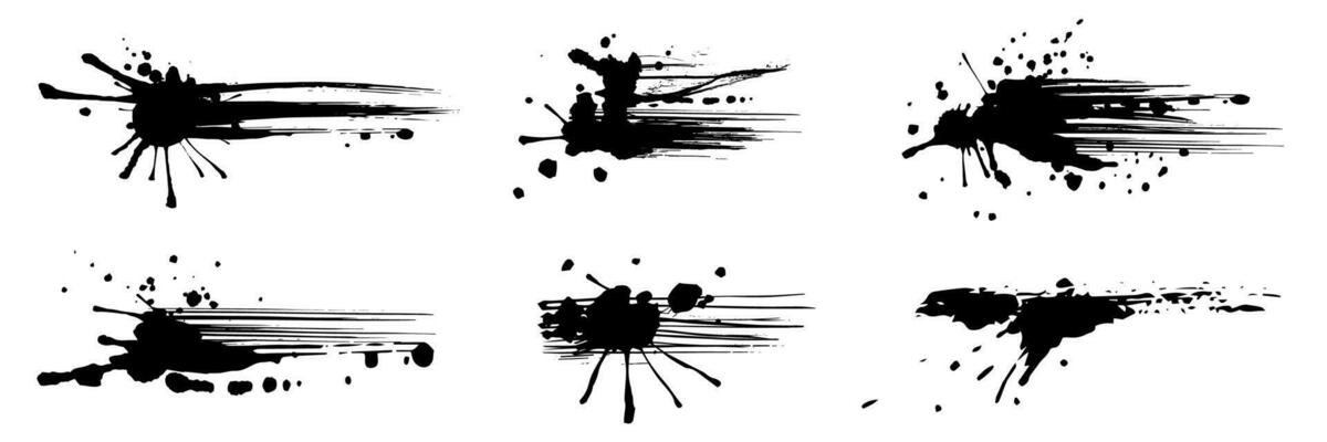 Set of abstract ink splashes, paintbrush and blots of different shapes