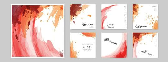 Set of Hand-painted Watercolor Card square layouts vector