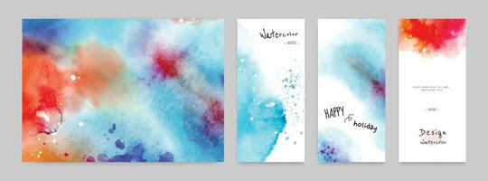 Set of Hand-painted Watercolor Card and Poster vector