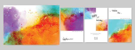 Set of art watercolor background card and poster template vector