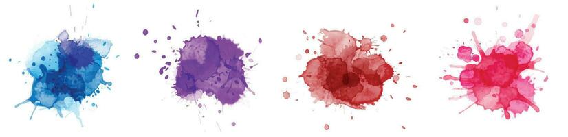 Color splashing hand drawn watercolor colorful set vector