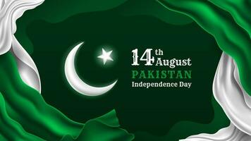 Realistic Green and White Fabrics as Pakistan Independence Day Background vector