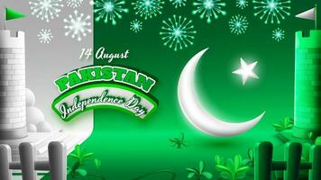 A Shining White Crescent Moon in Pakistan Independence Day Background vector