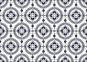 geometric and flower ethnic fabric pattern on blue background for cloth carpet wallpaper background wrapping etc. vector