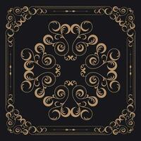 Gold ornament set template as pattern or fabric motif, oval or circle shape, vector frame decoration pattern style