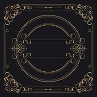 Gold border frame set with ornamental corner lines and ornament circles inside, vector frame decoration pattern style. Thai style patterned design frame frame