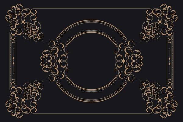 Gold border frame set with ornamental corner lines and