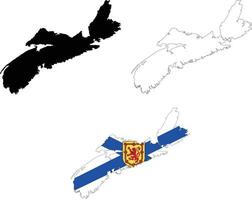 Nova Scotia flag map. Outline map of Nova Scotia sign. Nova Scotia Map icon. flat style. vector