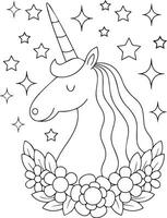 Free vector cute coloring book with unicorn- unicorn coloring pages