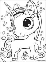 gratis vector linda colorante libro con unicornio- unicornio colorante libro