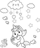 Free vector cute coloring book with unicorn- unicorn coloring pages