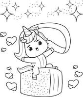 Free vector cute coloring book with unicorn- unicorn coloring pages