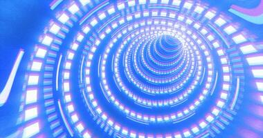 Abstract futuristic blue hi-tech tunnel from energy circles and magic lines background photo