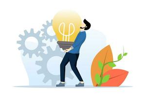 concept generates ideas. Businessman with idea light bulb. got a brilliant idea, a light bulb. Insight business concept, creative thinking, inspiration. flat vector illustration on a white background.