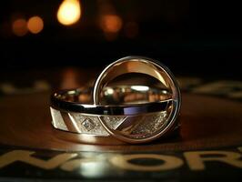 Two beautiful wedding rings generative ai photo