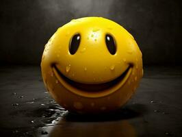 Yellow smiley emoji with isolated background generative ai photo
