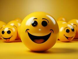 Yellow smiley emoji with isolated background generative ai photo