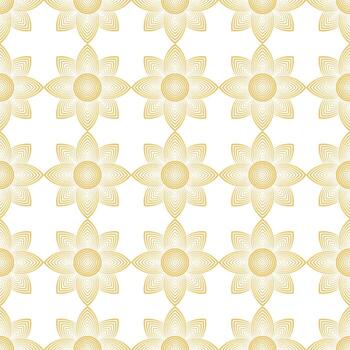 un sin costura elegante antecedentes con un floral motivo en oro líneas como el principal elemento. vector