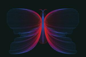 Glowing Neon Line Art Gradient Vector Design In The Shape Of A Butterfly