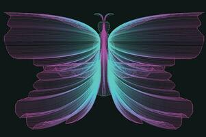 Glowing Neon Line Art Gradient Vector Design In The Shape Of A Butterfly