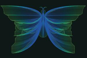 Glowing Neon Line Art Gradient Vector Design In The Shape Of A Butterfly