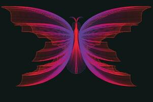 Glowing Neon Line Art Gradient Vector Design In The Shape Of A Butterfly