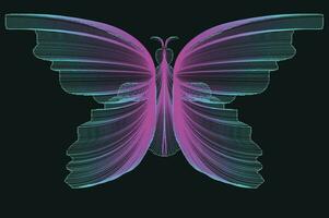 Glowing Neon Line Art Gradient Vector Design In The Shape Of A Butterfly
