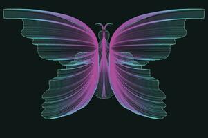 Glowing Neon Line Art Gradient Vector Design In The Shape Of A Butterfly