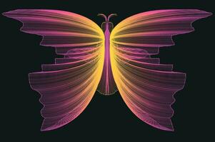 Glowing Neon Line Art Gradient Vector Design In The Shape Of A Butterfly