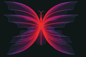 brillante neón línea Arte degradado vector diseño en el forma de un mariposa