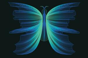 Glowing Neon Line Art Gradient Vector Design In The Shape Of A Butterfly