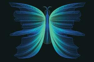 Glowing Neon Line Art Gradient Vector Design In The Shape Of A Butterfly